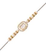 designer kundan pearl bhaiya rakhi with roli chawal & rakshabandhan card for brother/bro/bhai/men 