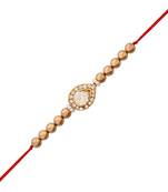 designer kundan pearl bhaiya rakhi with roli chawal & rakshabandhan card for brother/bro/bhai/men 