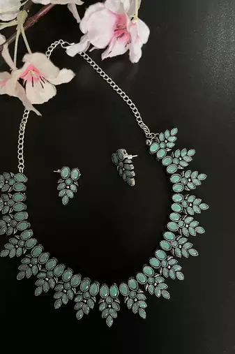 Mint Green Stone Necklace set