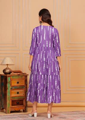 Dark lilac embroidered cotton lurex anarkali gown 2