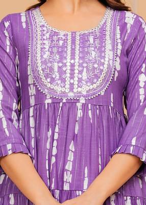 Dark lilac embroidered cotton lurex anarkali gown 4