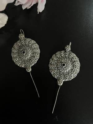 Silver pin bugadi earrings oxidized stud earrings indian boho jewelry silver hippie jewelry 3