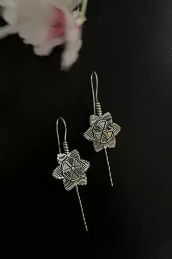 Silver pin bugadi earrings oxidized stud earrings indian boho jewelry silver hippie jewelry