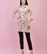 Shree women liva (rayon) pink floral print short kurti