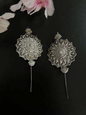Silver pin bugadi earrings oxidized stud earrings indian boho jewelry silver hippie jewelry 3