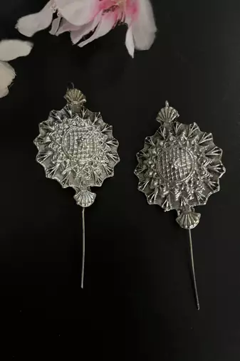 Silver pin bugadi earrings oxidized stud earrings indian boho jewelry silver hippie jewelry