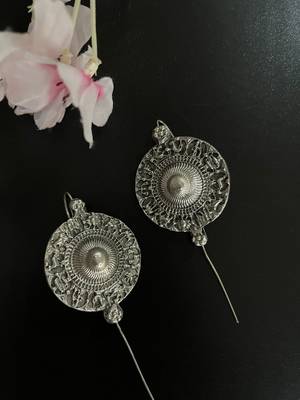 Silver pin bugadi earrings oxidized stud earrings indian boho jewelry silver hippie jewelry 3