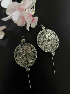 Silver pin bugadi earrings oxidized stud earrings indian boho jewelry silver hippie jewelry 3
