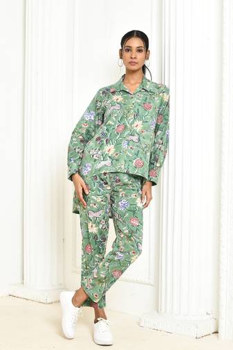 Dhanvi handprinted cotton co-ord set women