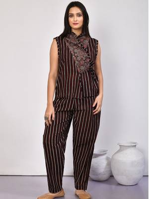 Bella black handprinted ajrakh cotton co-ord set 1