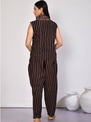 Bella black handprinted ajrakh cotton co-ord set 2