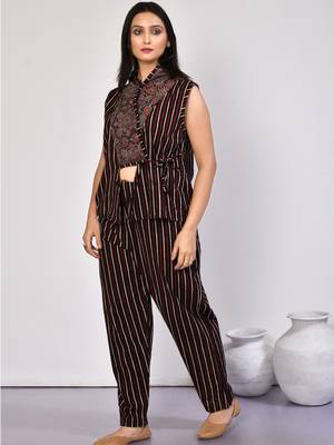 Bella black handprinted ajrakh cotton co-ord set 3