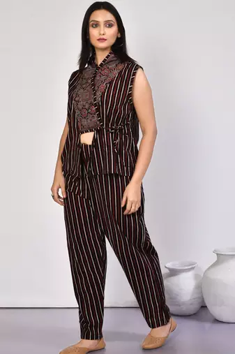 Bella black handprinted ajrakh cotton co-ord set