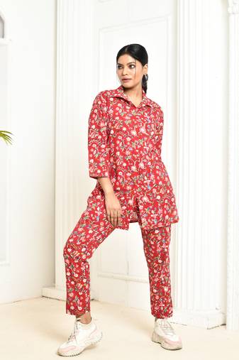 Aesica handprinted cotton co ord set women