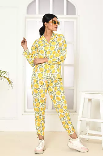 Elaura handprinted cotton co-ord sets women