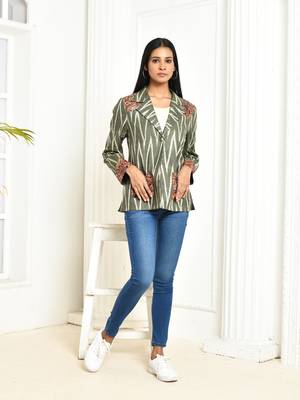 Ira ikkat cotton blazer for women 1