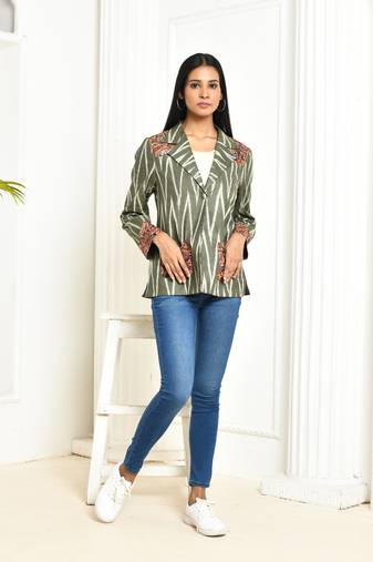 Ira ikkat cotton blazer for women