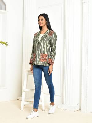 Ira ikkat cotton blazer for women 2
