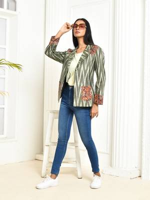 Ira ikkat cotton blazer for women 3