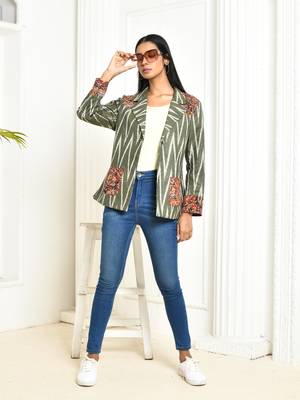 Ira ikkat cotton blazer for women 4