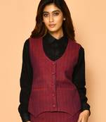 Serena handloom rounded v-neck women's cotton jacket