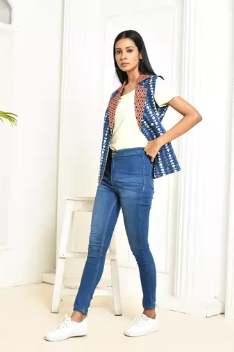 Juno indigo ajrakh cotton jacket