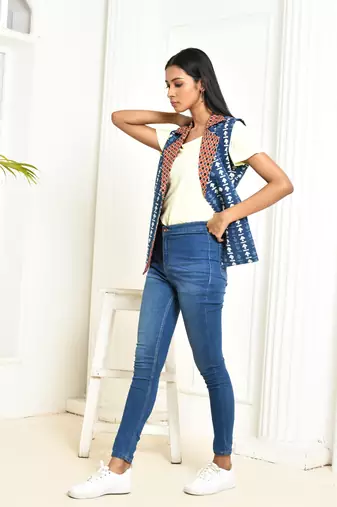 Juno indigo ajrakh cotton jacket
