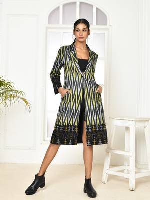 Bia handloom black trench coat for women 1