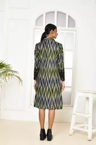 Bia handloom black trench coat for women