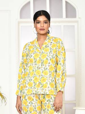 Elaura handprinted women's cotton shirt 1