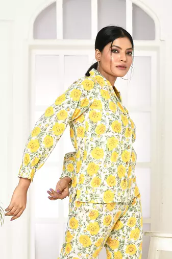 Elaura handprinted women's cotton shirt