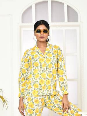 Elaura handprinted women's cotton shirt 4