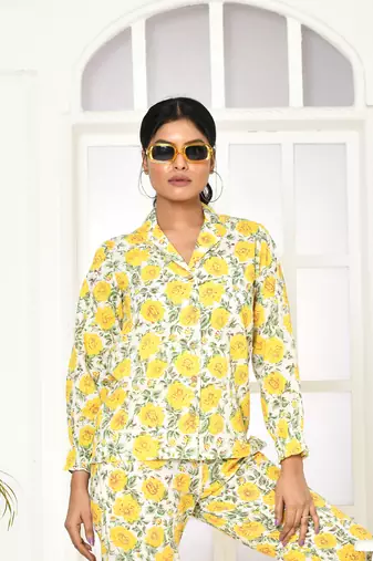 Elaura handprinted women's cotton shirt