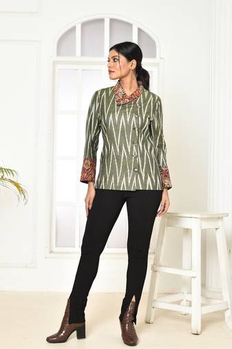 Cara ikkat cotton jackets for women