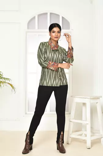 Cara ikkat cotton jackets for women