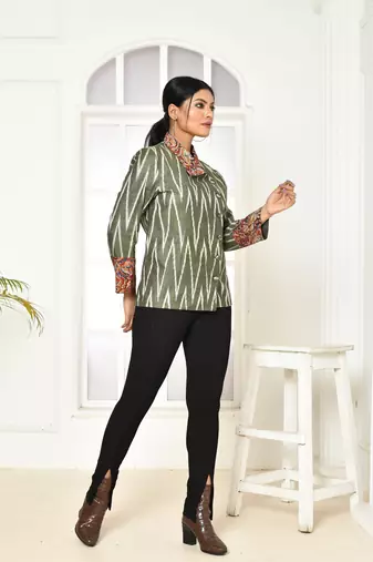 Cara ikkat cotton jackets for women
