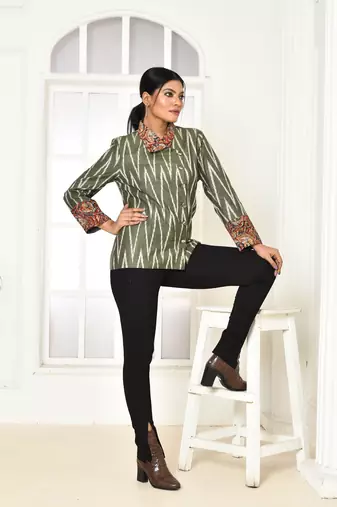 Cara ikkat cotton jackets for women