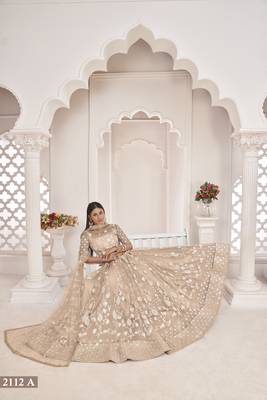 Women's Dusty Chiqu Butterfly Net White Cotton Thread And Zari Sequence Embroidered Work Lehenga Choli For Party Wear 4
