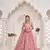 Women's Peach Butterfly Net White Cotton Thread And Zari Sequence Embroidered Work Lehenga Choli For Party Wear
