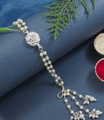 designer kundan pearl bhaiya rakhi with roli chawal & rakshabandhan card for brother