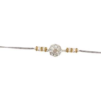designer kundan pearl bhaiya rakhi with roli chawal & rakshabandhan card for brother 3