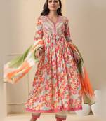 Fashion petals Women Flared Kurta Set with Dupatta