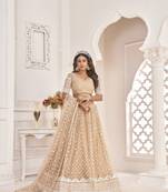 Women's Pista Dusty Chiqu Net White Cotton Thread And Zari Sequence Embroidered Work Lehenga Choli For Party Wear