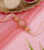designer pearl beaded bhaiya rakhi with roli chawal & rakshabandhan card for brother