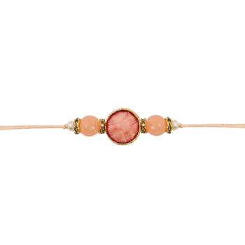 designer pearl beaded bhaiya rakhi with roli chawal & rakshabandhan card for brother 3