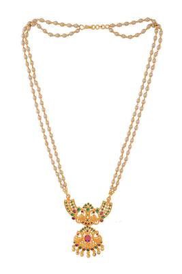 Off-white pearl necklace SHORT with big designer pendant one gram gold 5