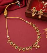 Multcolour Gold Plated Necklace Set With Earrings