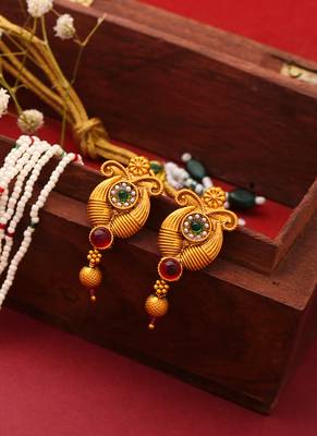 Classic Gold Plated Long Pearl Necklace Set 5