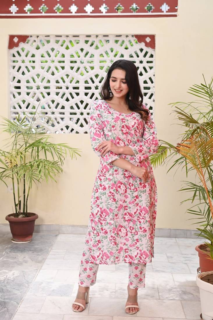 Printed Cotton Kurta with Pant