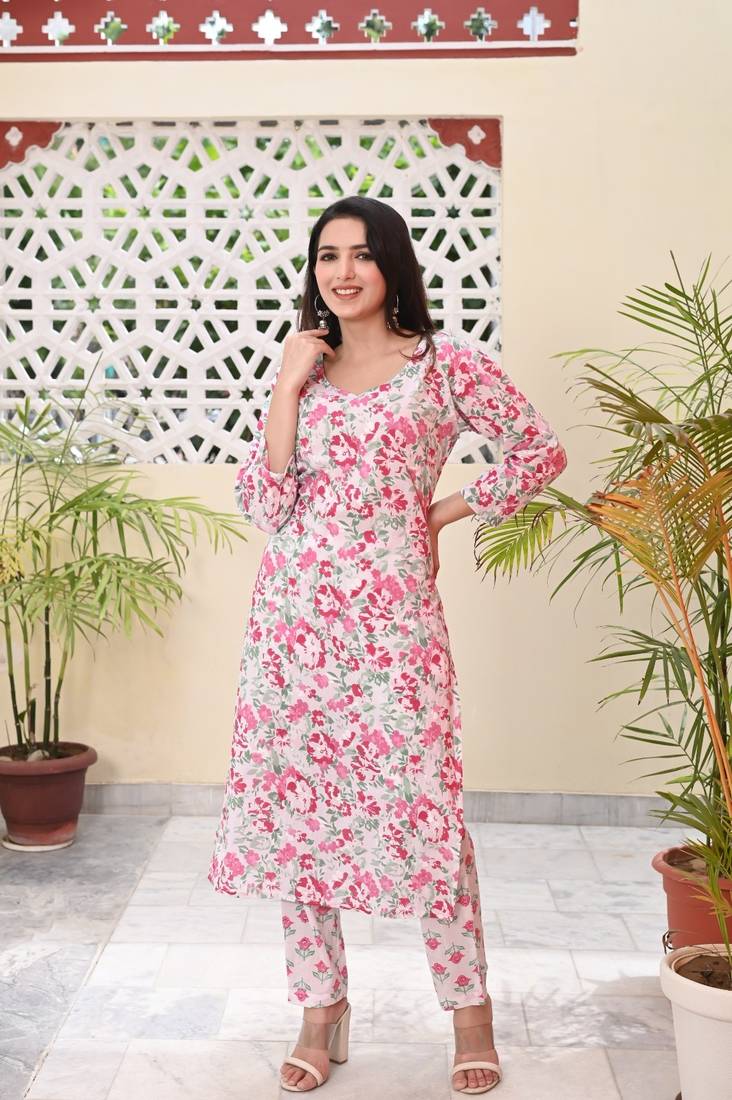 Printed Cotton Kurta with Pant